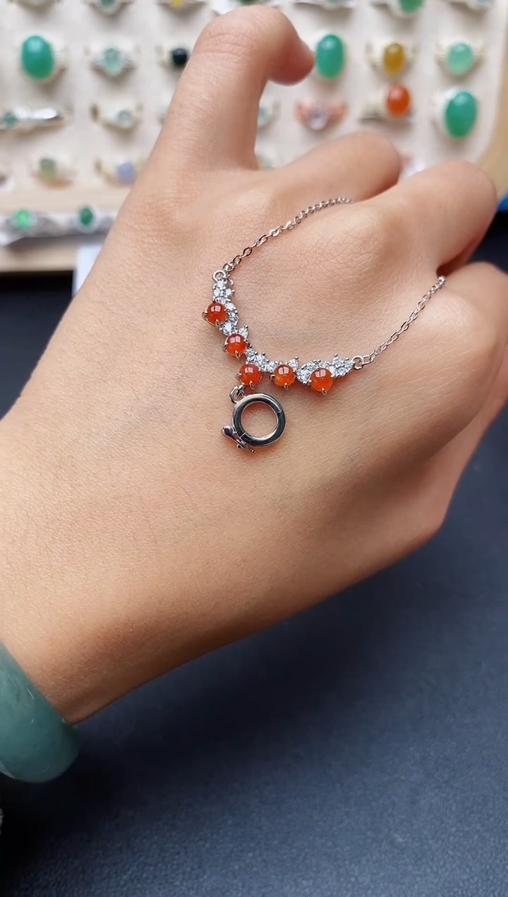 【闪购商品】翡翠颈饰银S925镶嵌缅甸翡翠