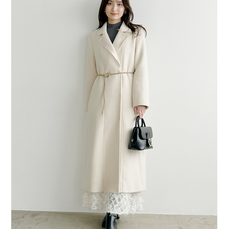 SNIDEL2024冬季新款日系甜美翻领毛呢大衣SWFC245047