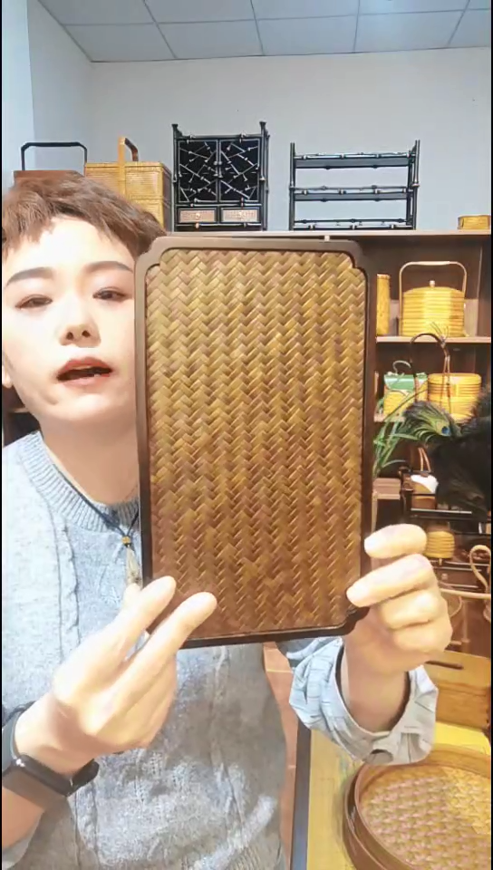 楠竹席面精编壶承茶盘