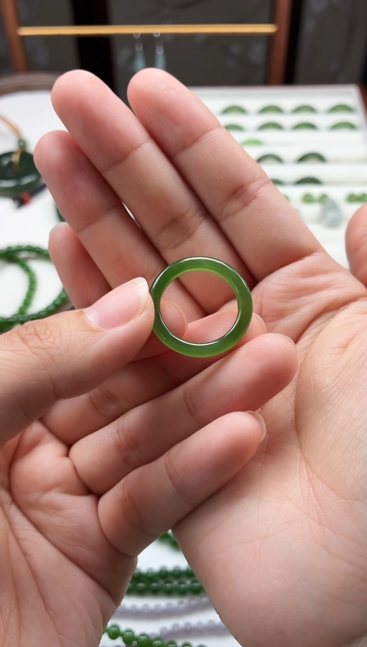 和田玉（碧玉）戒圈未镶嵌14号戒圈