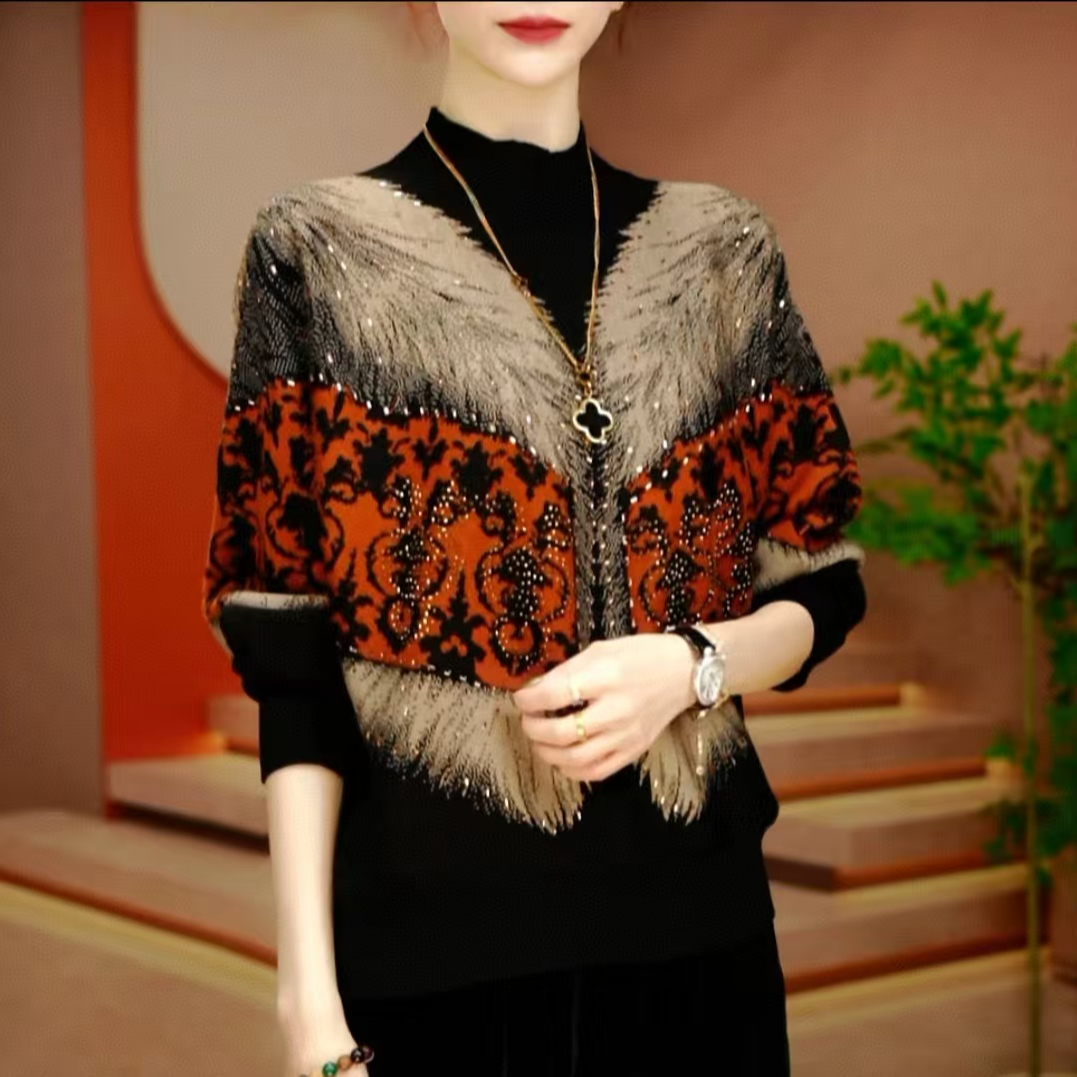 【雪韵】冬季新款抗起球针织羊毛衫减龄洋气宽松女士气质时尚妈妈装