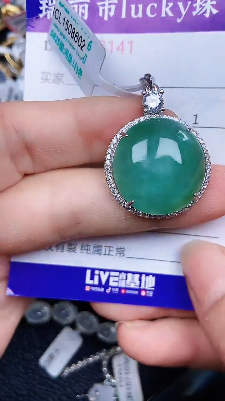 颈饰银S925镶嵌翡翠141