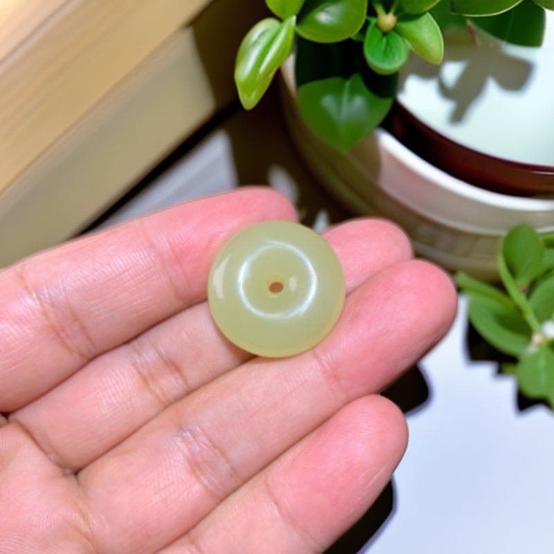 天然和田玉黄玉鸡油黄平安扣吊坠 23.7*9mm