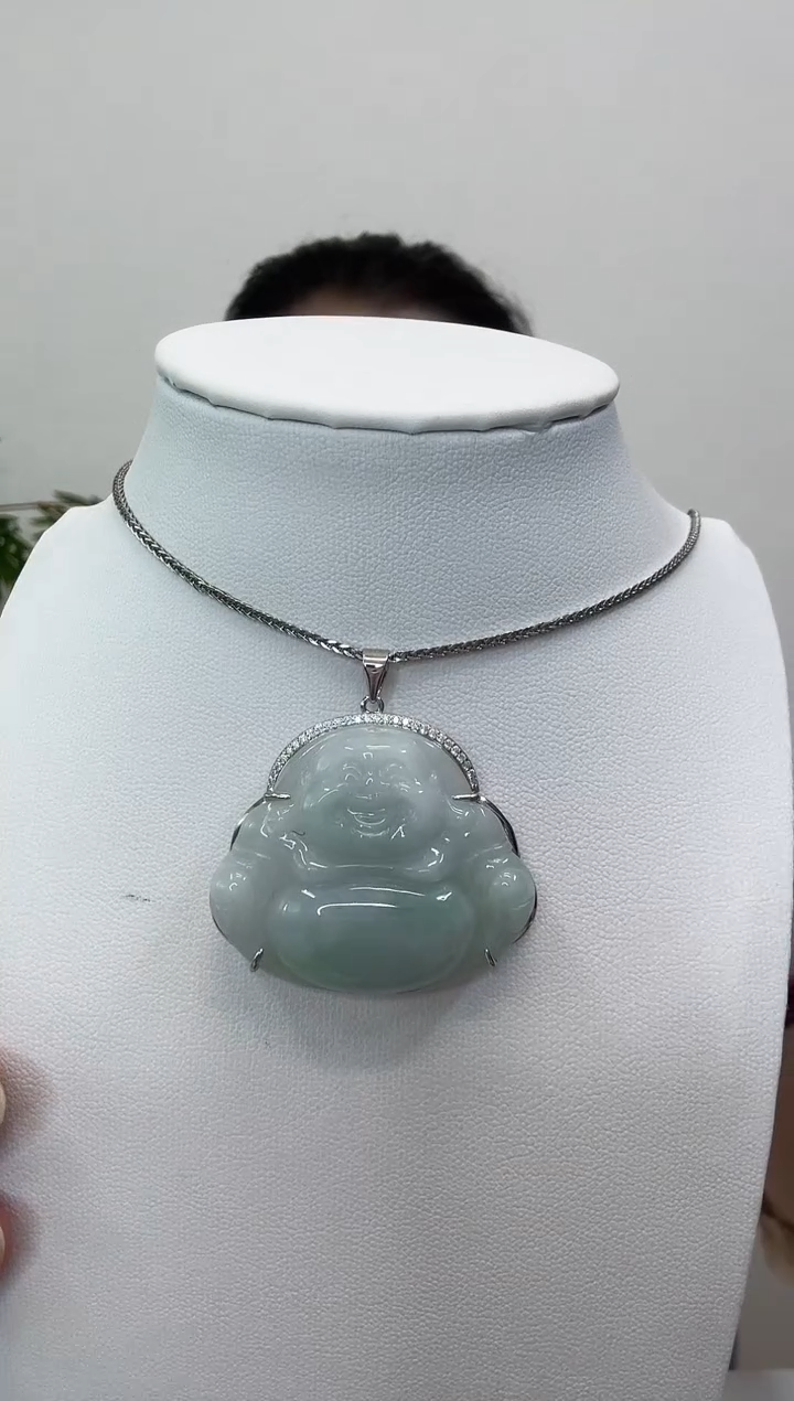 翡翠银S925镶嵌吊坠(赠链)佛公