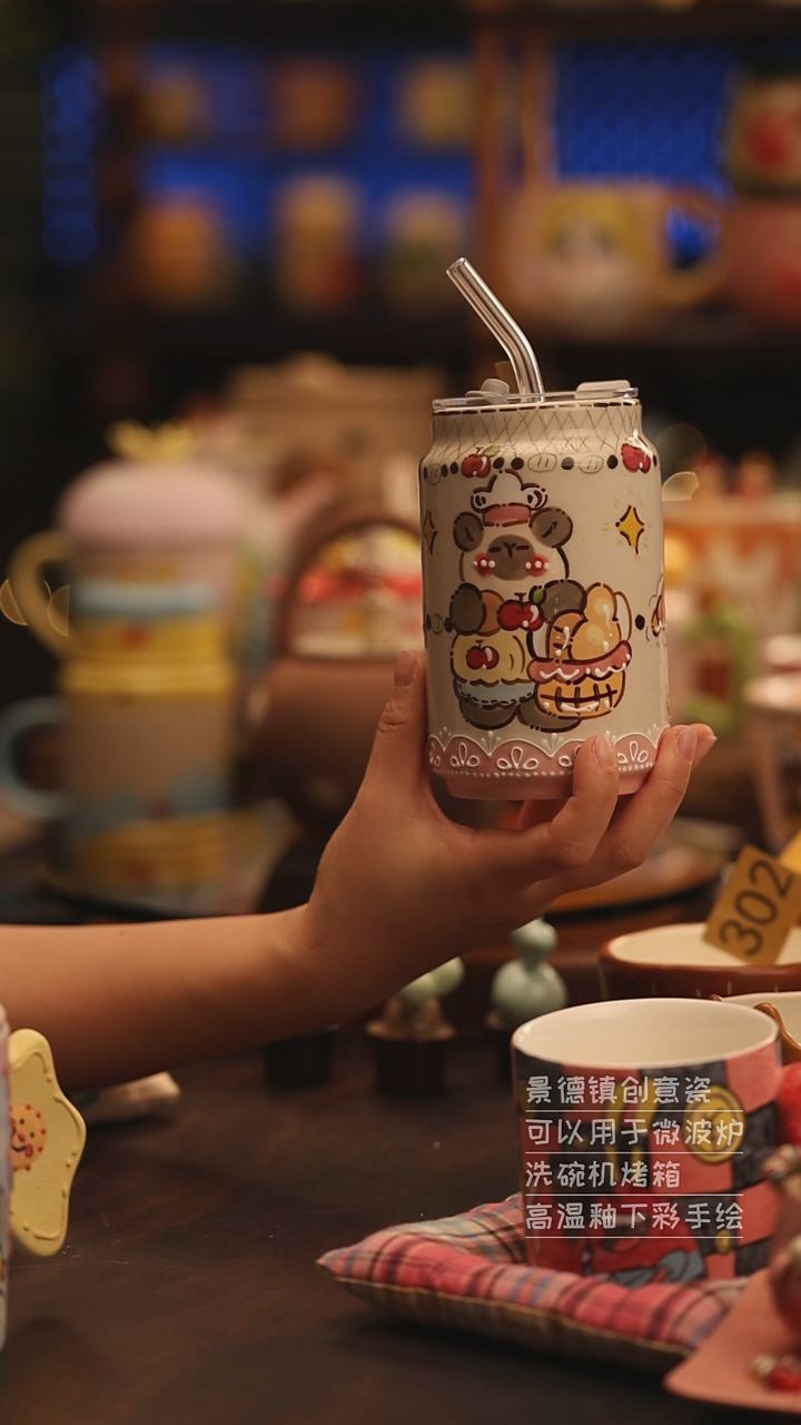 陶瓷景德镇可爱陶瓷釉下彩绘设计师款