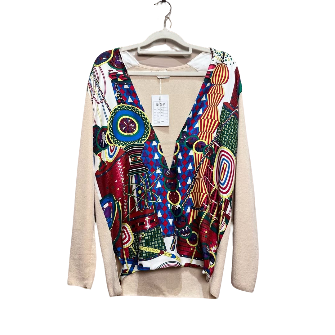 99新 Hermes/爱马仕 蔚蓝/真丝上衣/34码/LZ921Y991