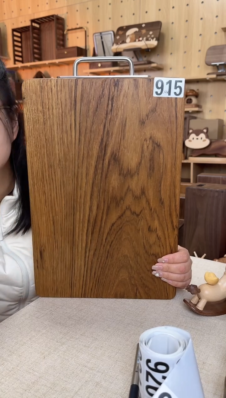 木915带把手柚木实木大号菜板
