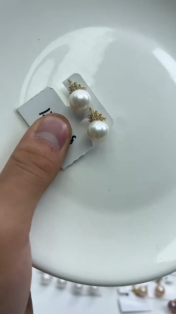 未镶嵌耳饰淡水珍珠白色系冰雪女王耳饰11mm