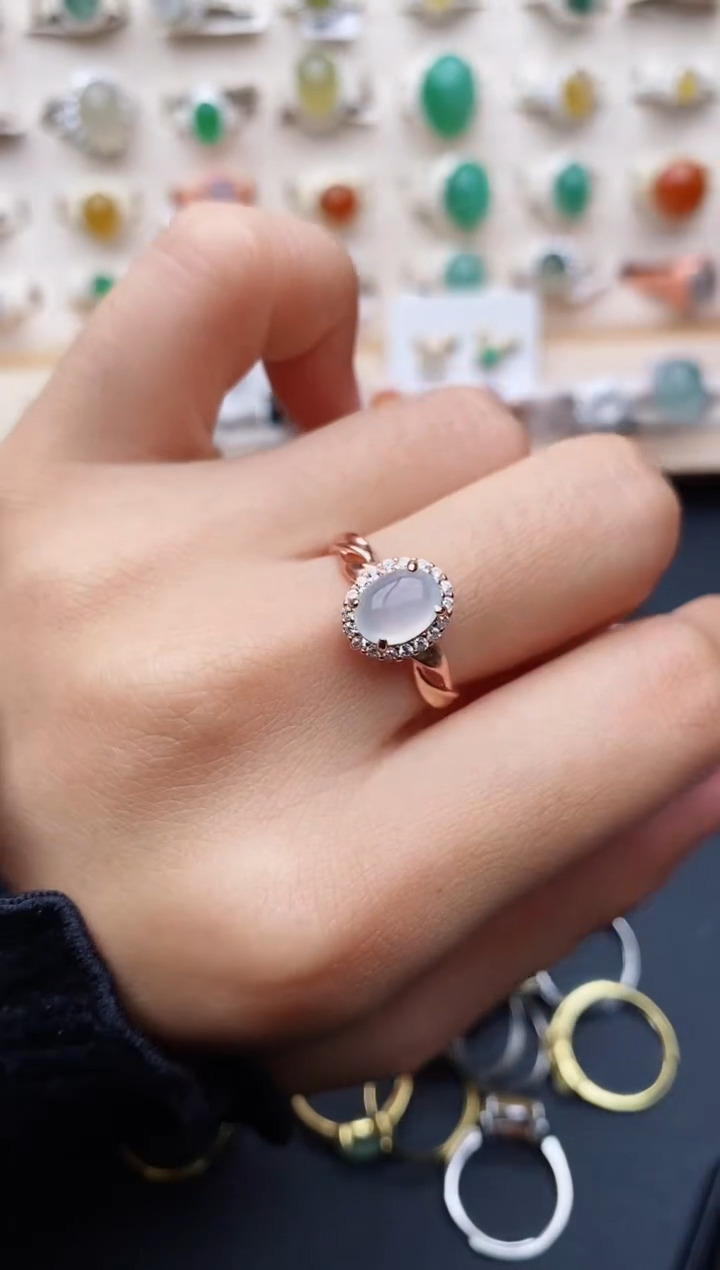 【闪购商品】翡翠戒指银S925镶嵌缅甸翡翠