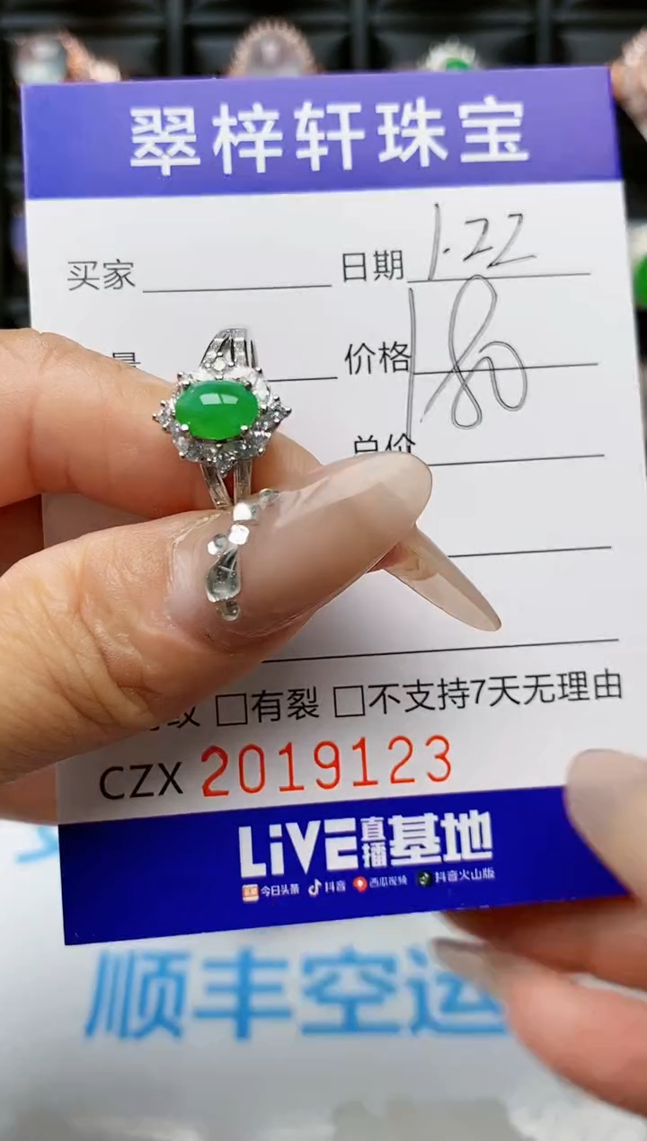 【闪购商品】翡翠戒指银S925镶嵌9123