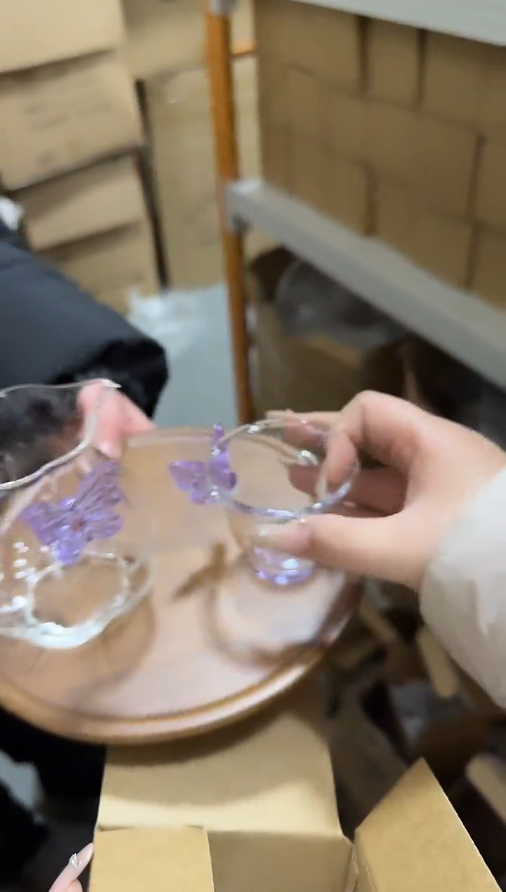 紫色蝴蝶公道杯+紫色蝴蝶杯
