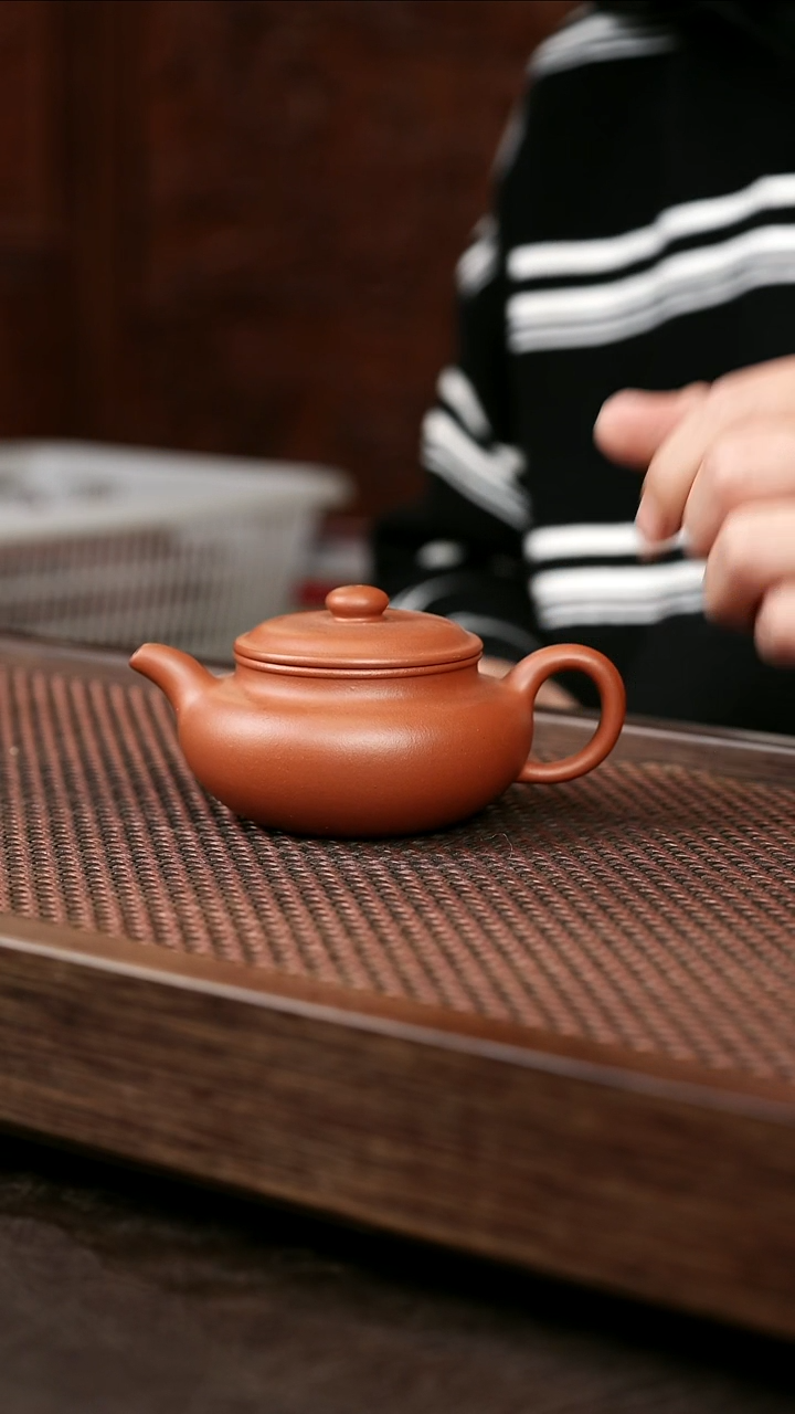 茶壶紫砂朱泥扁腹
