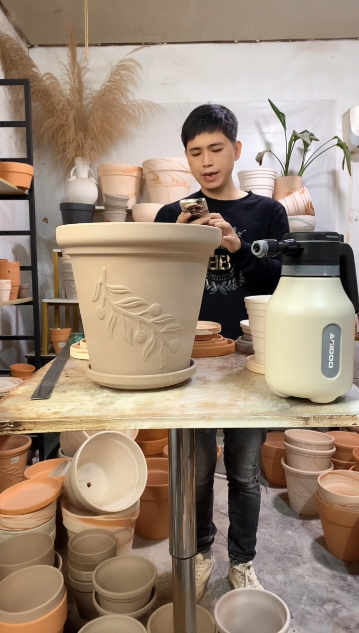 30*27灰陶橄榄枝 1盆1托