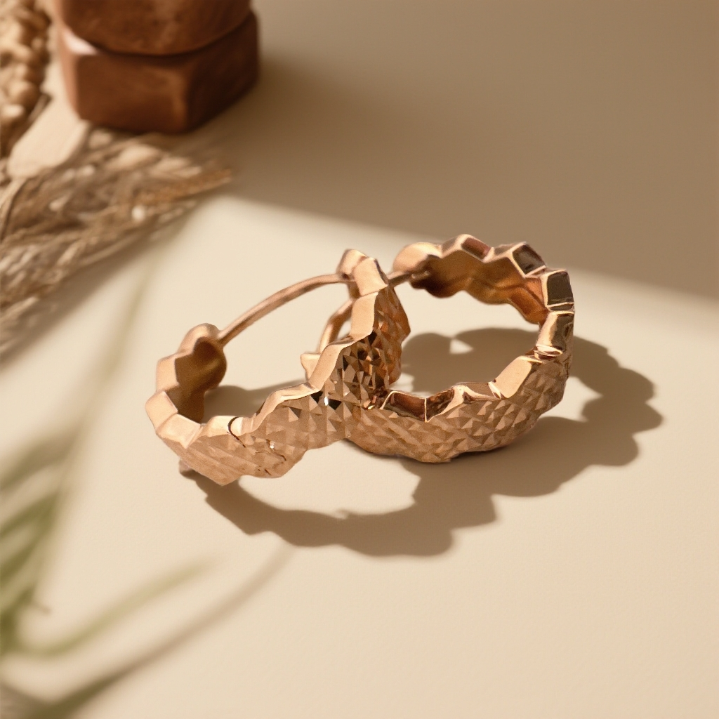 18K金蜂巢大号耳扣