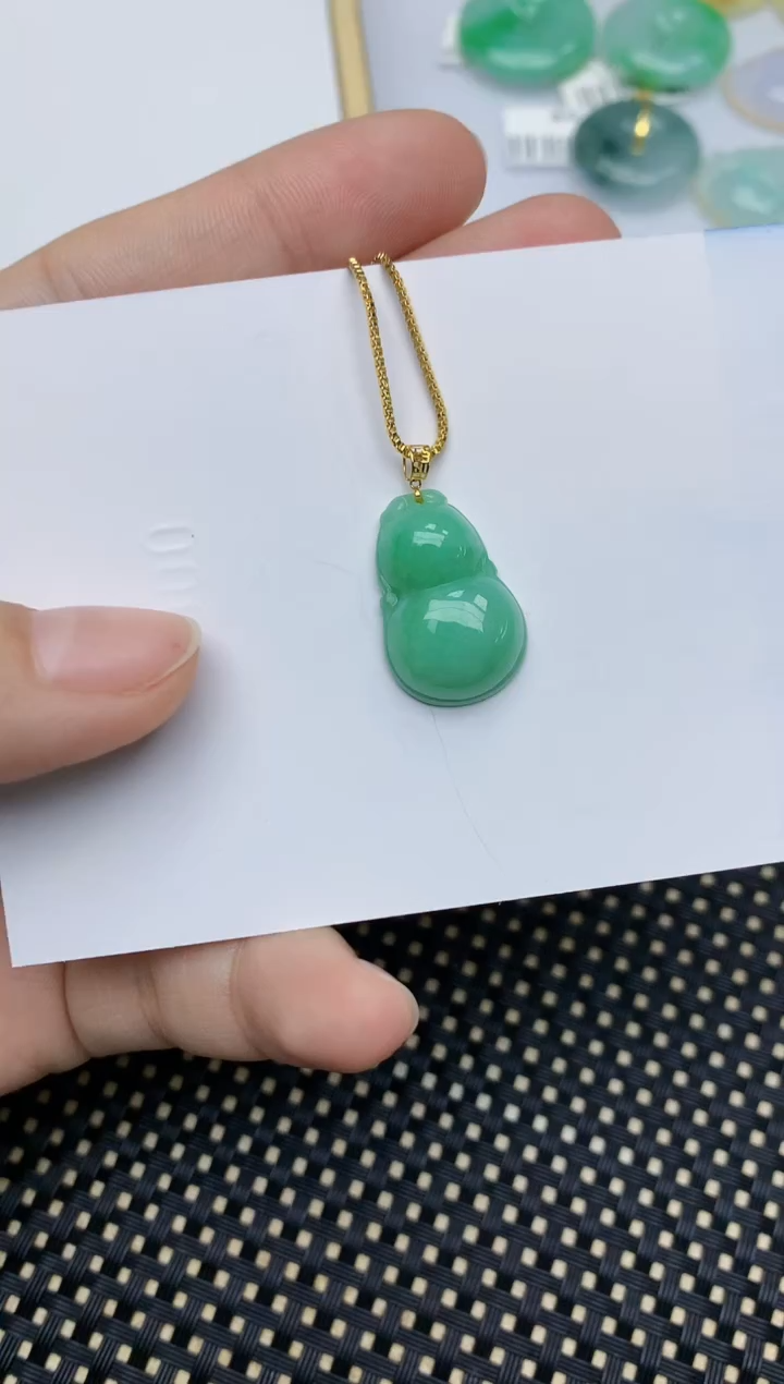 【闪购商品】翡翠颈饰18K金镶嵌33天然A货翡翠