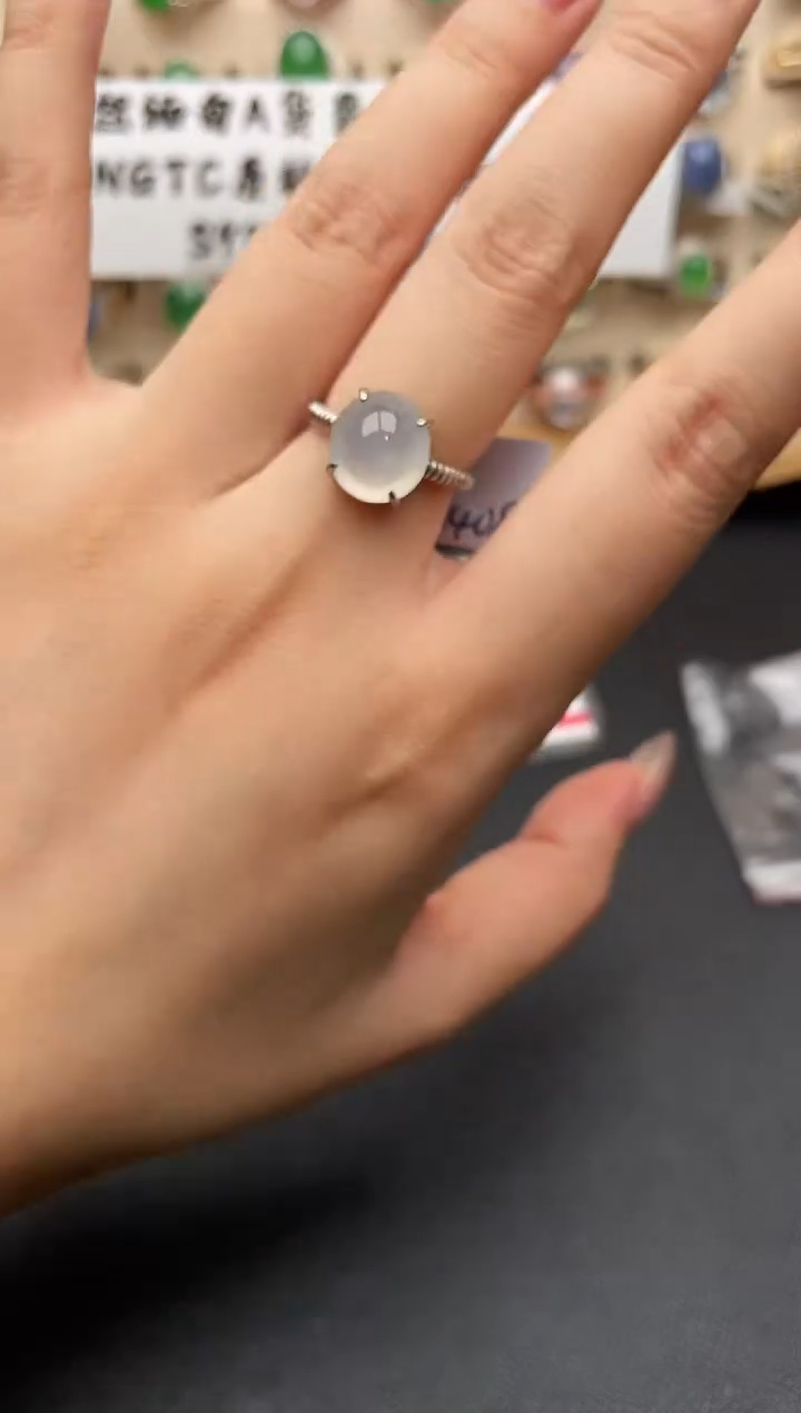 银S925镶嵌戒指翡翠一物一证一礼盒