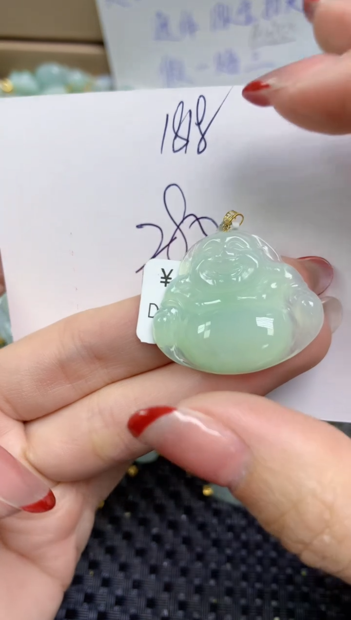 【闪购商品】翡翠颈饰18K金镶嵌天然缅甸A货翡翠