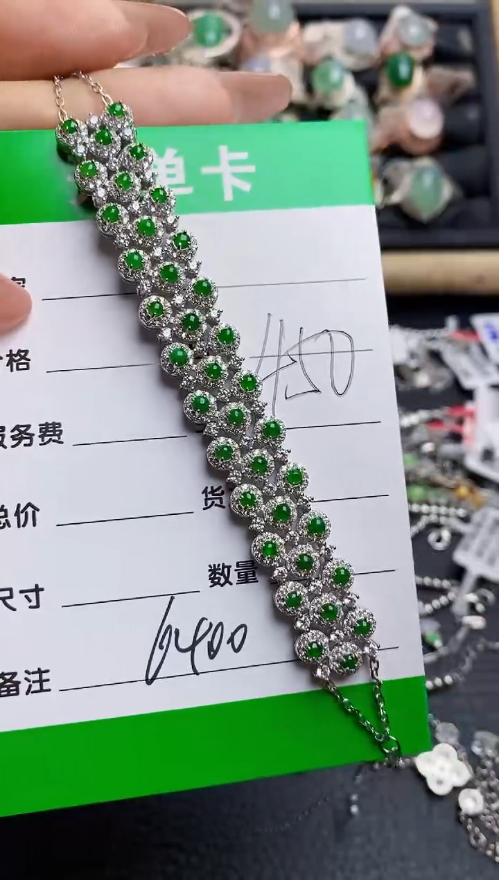 翡翠戒指银S925镶嵌6400