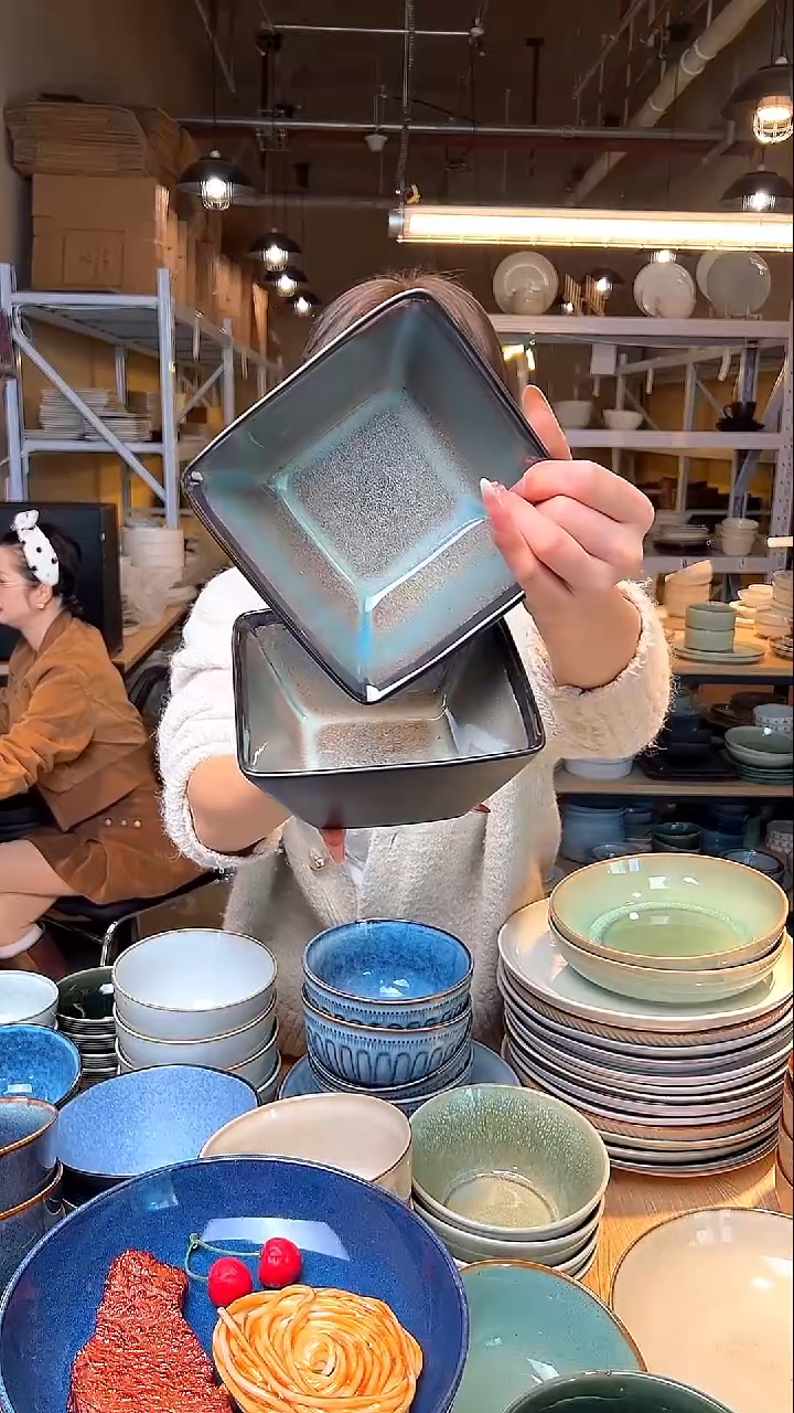 瓷195【瑕疵】外贸尾货窑变釉下彩