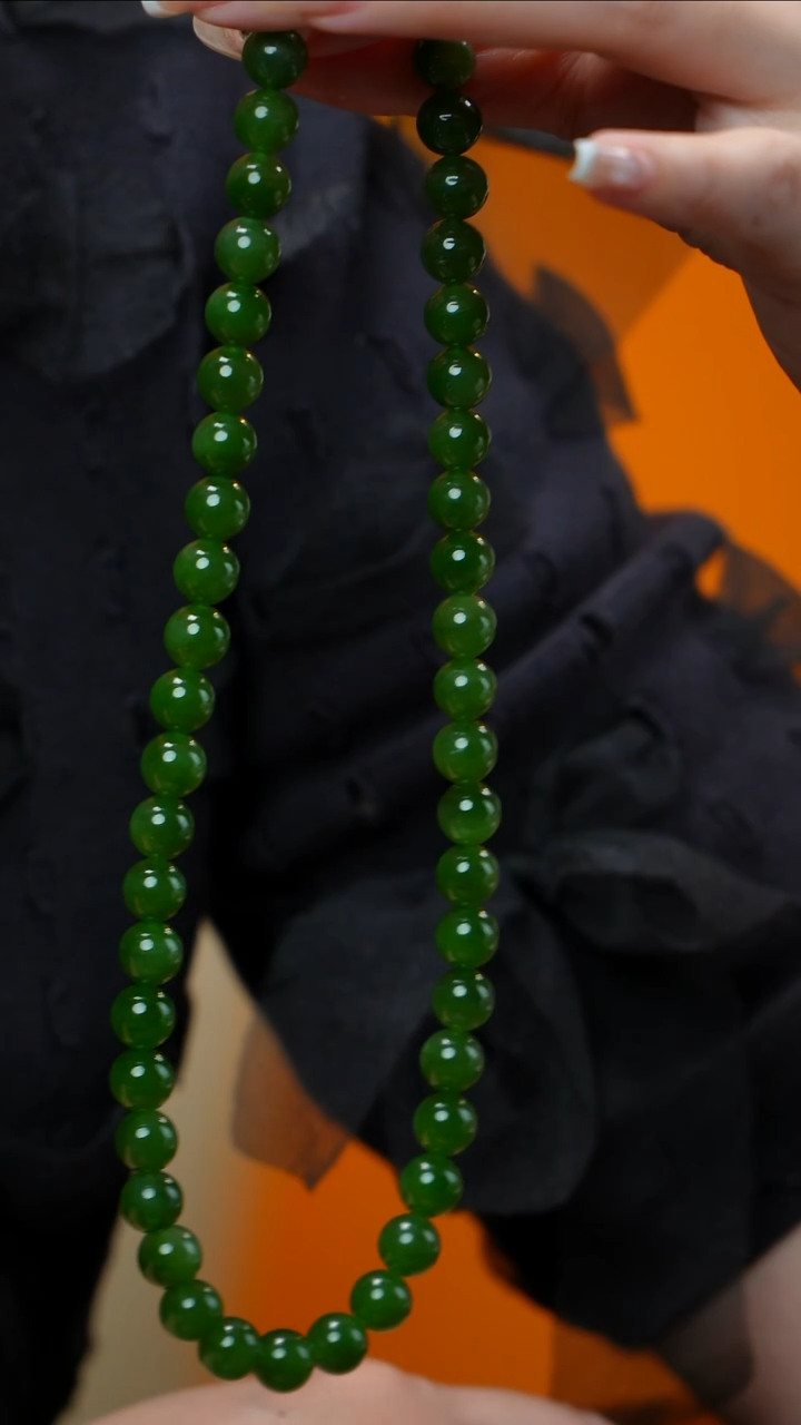 和田玉（碧玉）未镶嵌项链碧玉项链9-10mm 多样性发其一