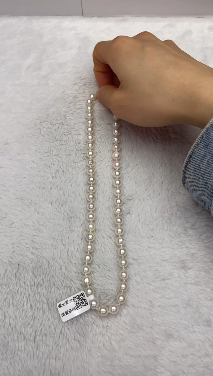 【闪购商品】海水珍珠项链银S925镶嵌AK7.5-8mm（多样性发一）