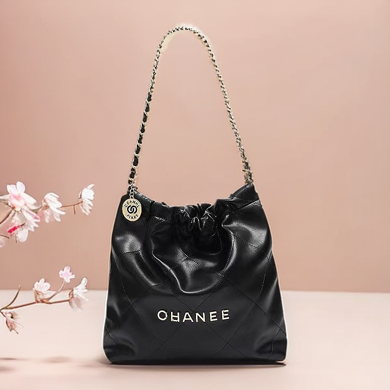 小香风菱格链条包包女2025新款diy垃圾袋包真皮 通勤大容量托特包