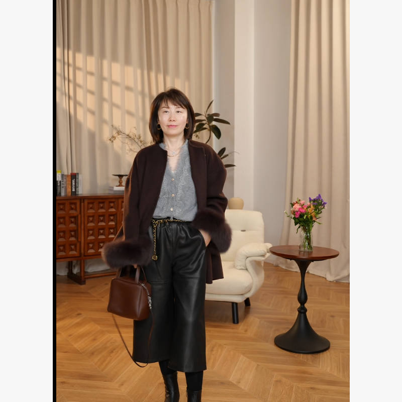 【大牛专属】抽绳松紧腰羊皮七分皮裤25096074 CA-KK383-PQ35