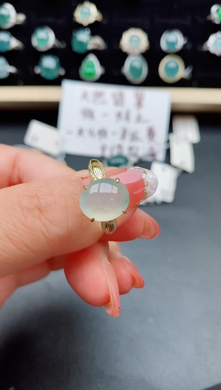 【闪购商品】翡翠戒指银S925镶嵌8000