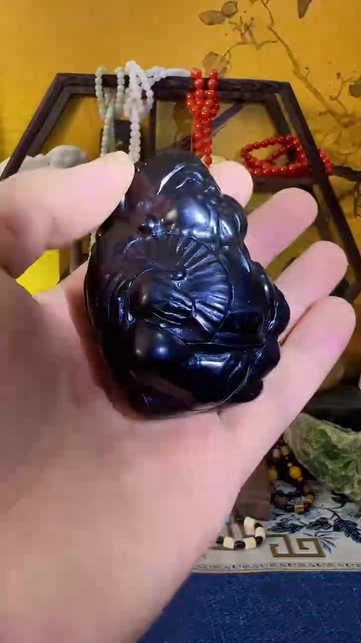 【闪购商品】和田玉（墨玉）挂件未镶嵌墨玉 米神把件（飞铃文玩）