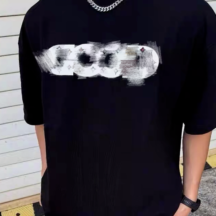 G家珍珠镂空LOGO贴钻T恤男女同款