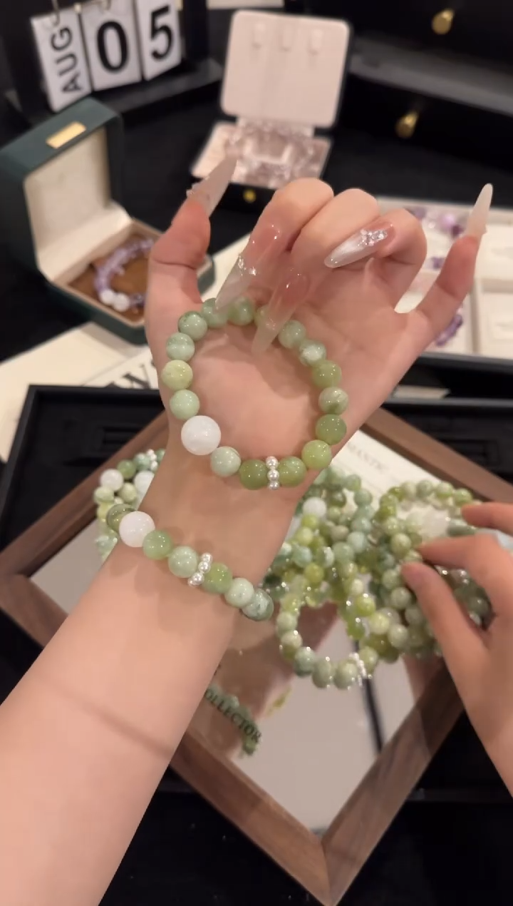 水晶手链合金奶盖岫玉x2195