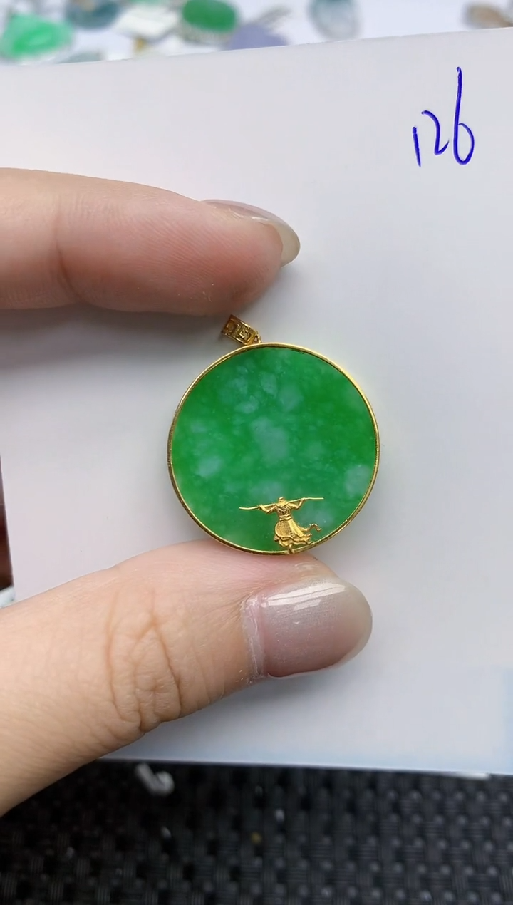 【闪购商品】翡翠颈饰18K金镶嵌天然翡翠A货