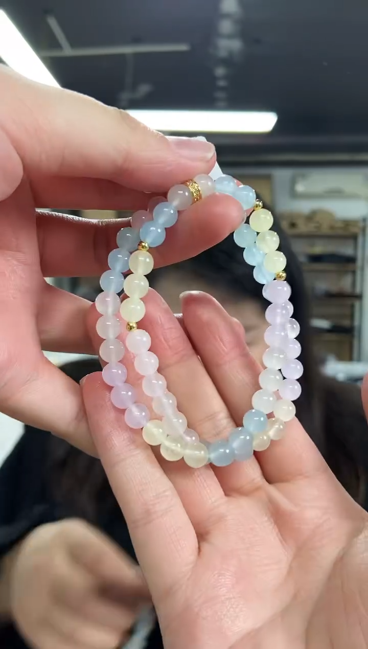 【闪购商品】绿柱石（摩根石）手串未镶嵌多样性发其一颜色微差
