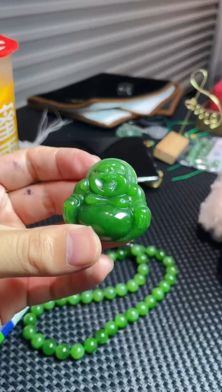 项链未镶嵌和田玉和田玉碧玉阳绿佛公