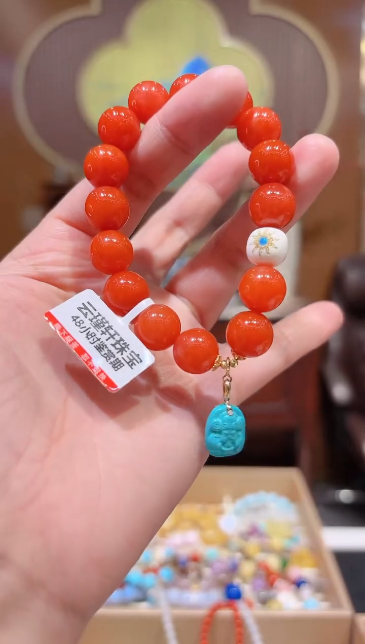 【闪购商品】南红玛瑙手串18K金镶嵌设计款珠串11.5