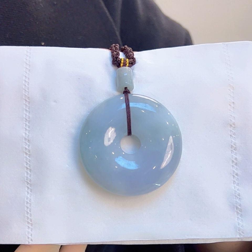 天然翡翠A货厚装茄紫意境平安肉扣全经46左右厚12+（多样性发其一）