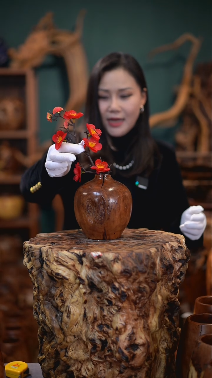 【闪购商品】枣木雷击枣木石榴瓶