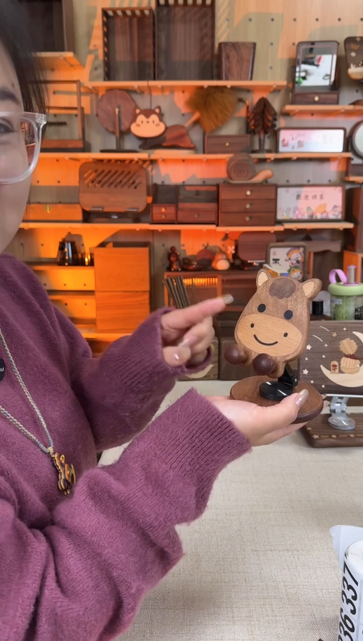 木乌檀木实木小马手机支架