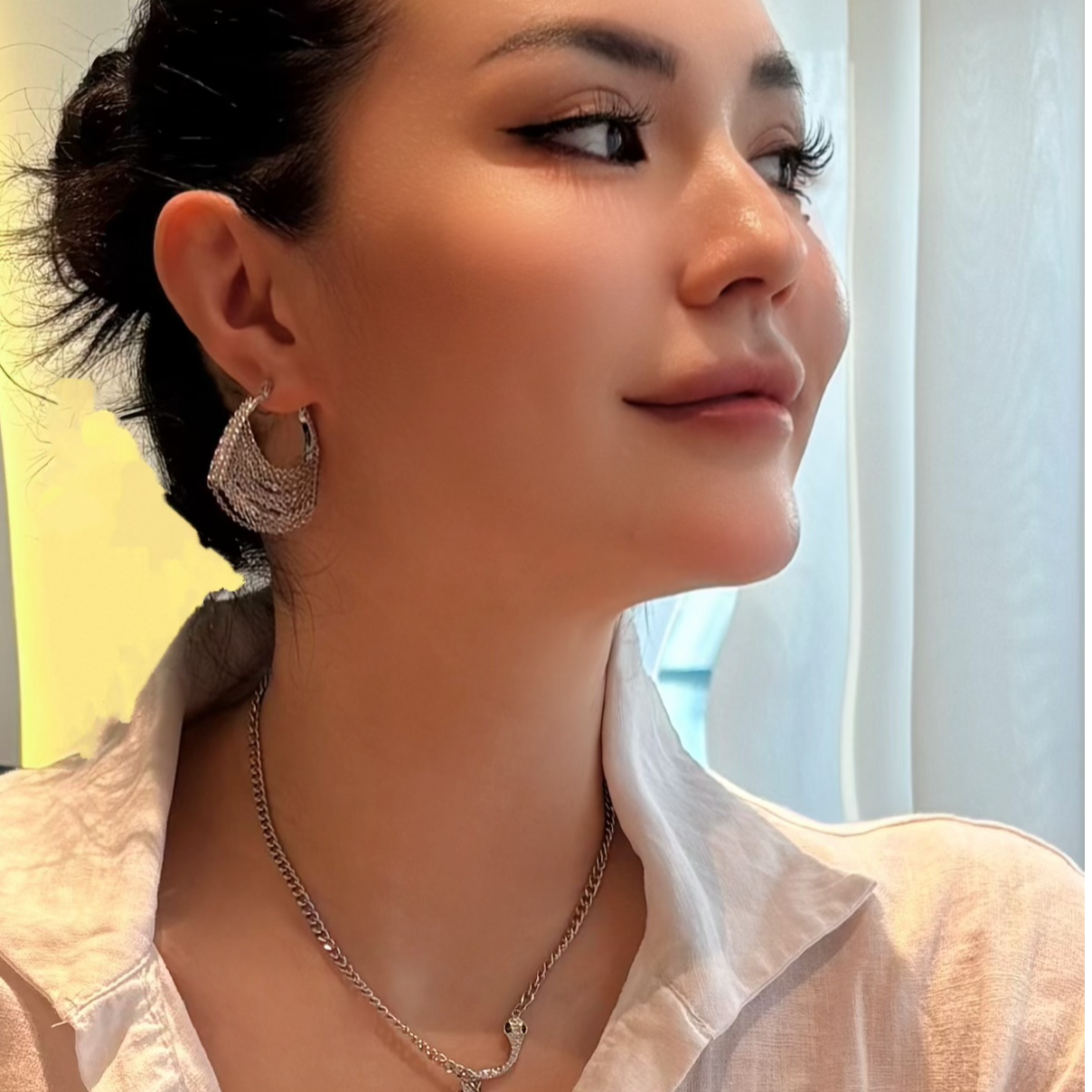 铜合金耳饰 铜合金金银两色链条包包耳环