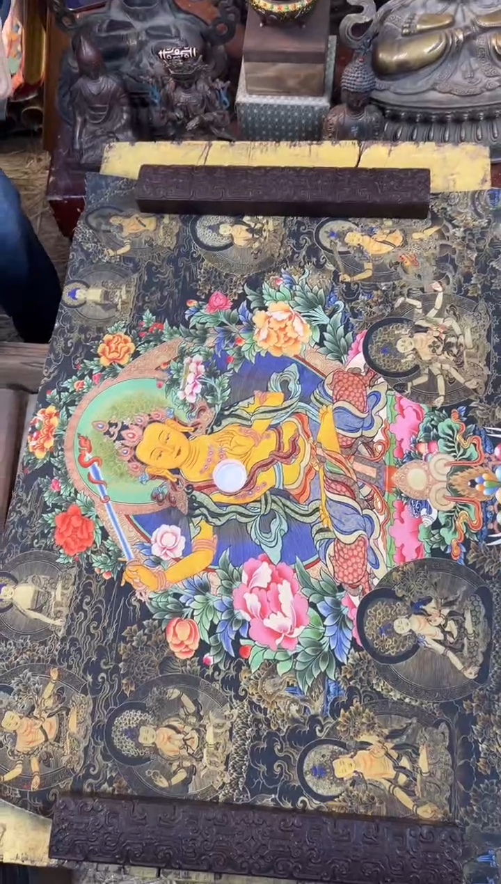 装裱画周总精选专属链接啊啊啊 A-012  黑金文殊菩萨