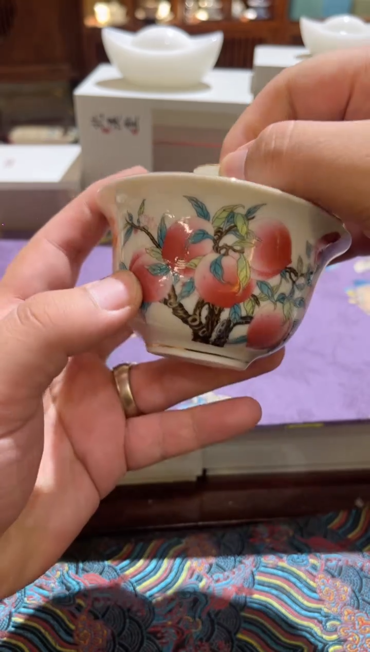 普粉桃盖碗茶具茶具