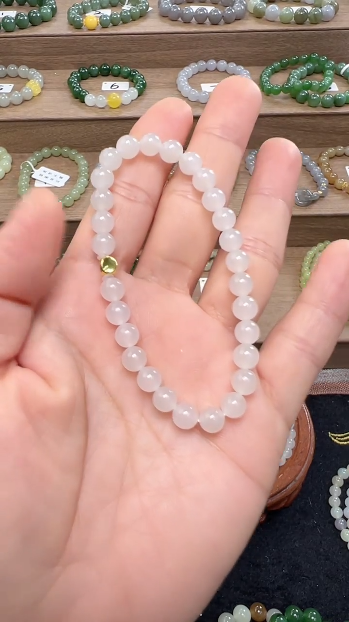 【闪购商品】和田玉手串足金镶嵌6m足金白玉