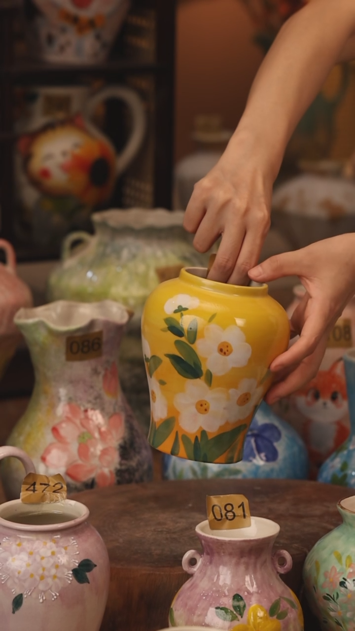 陶瓷530景德镇设计师手作花器摆件侘寂风