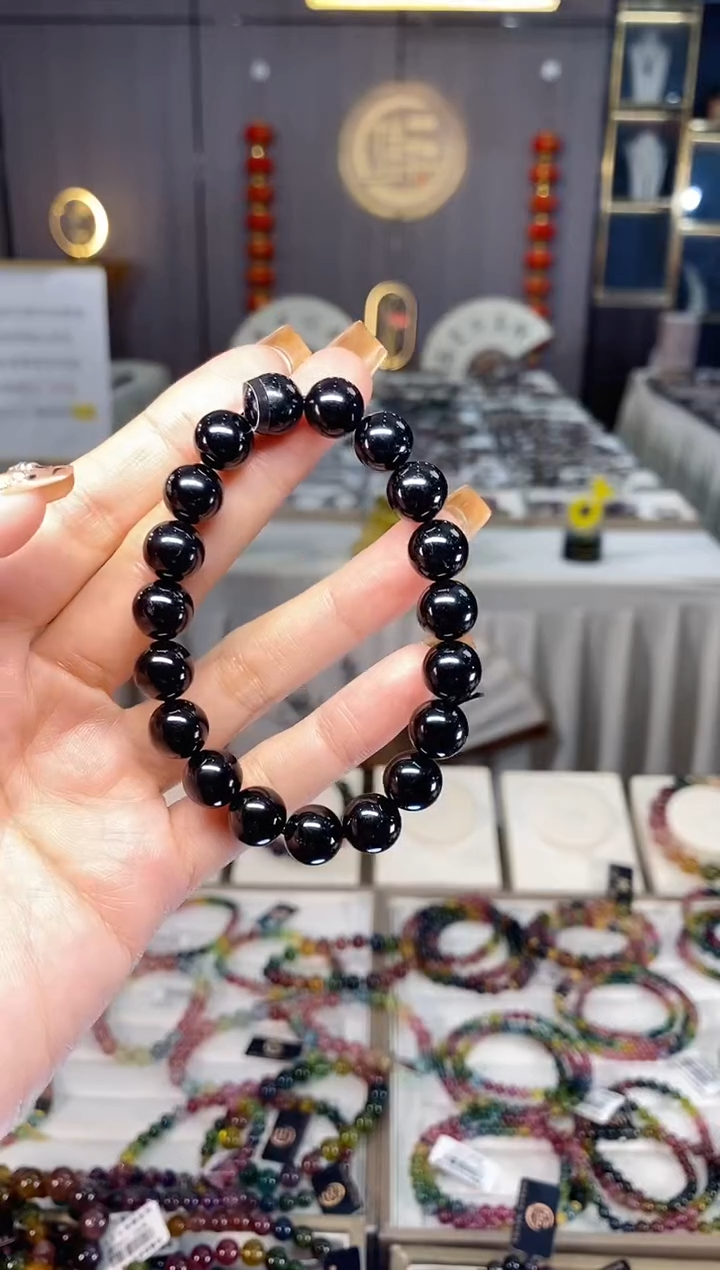 未镶嵌老矿碧玺单圈手串10mm+碧玺dan多样性发货一条