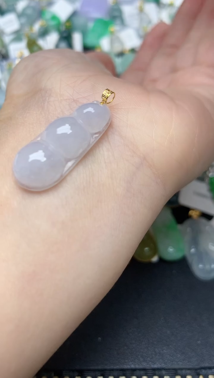 颈饰18K金镶嵌翡翠天然缅甸A货翡翠
