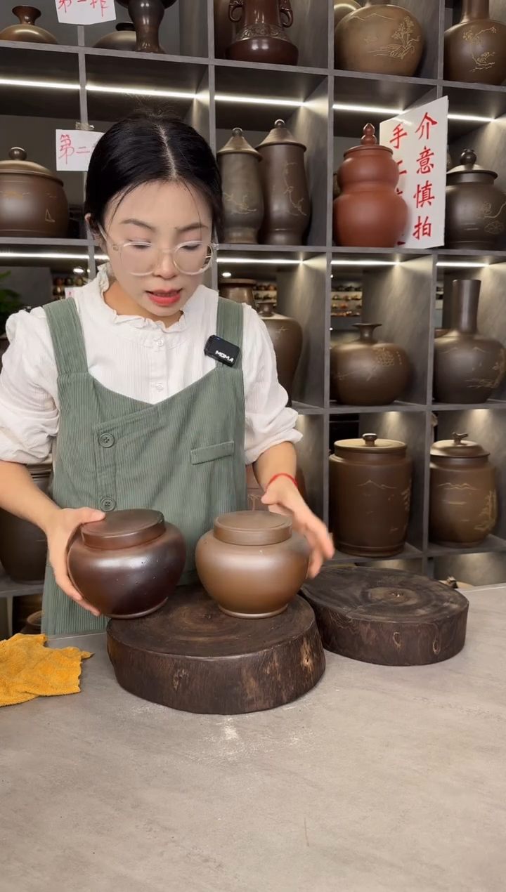【闪购商品】罐本陶手作泥兴陶手工柴烧半斤1对（瑕疵