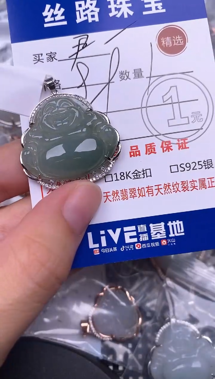 颈饰银S925镶嵌翡翠尹*儿挂件