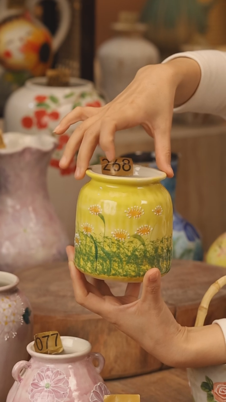 陶瓷景德镇设计师手作花器摆件侘寂风@M268@