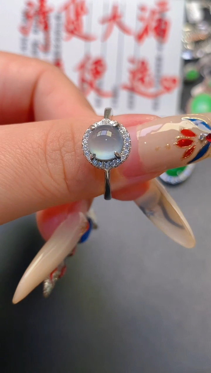 【闪购商品】翡翠耳饰银S925镶嵌天然A货翡翠1