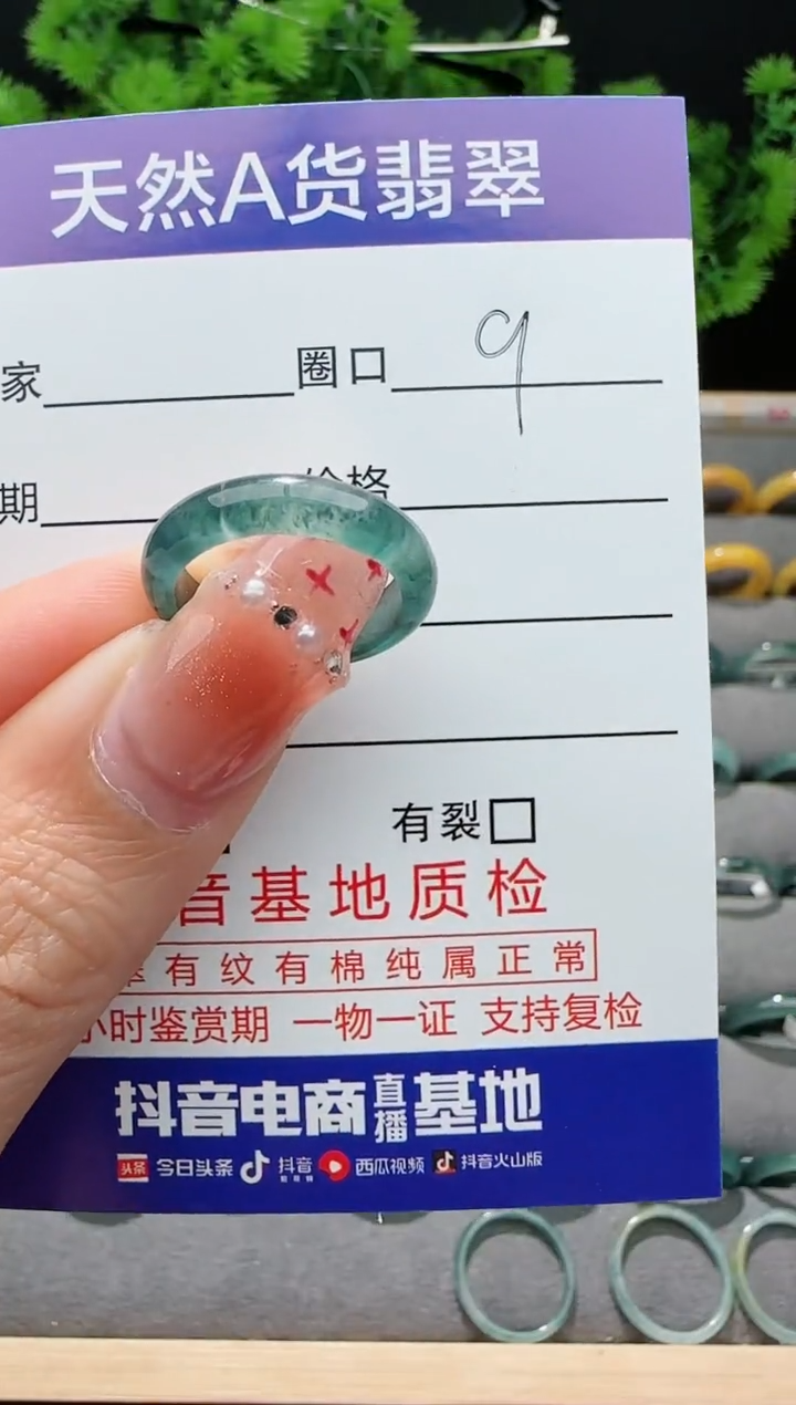【闪购商品】翡翠戒指未镶嵌9圈口对应的去拍